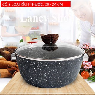 Nồi vân đá đáy từ chống dính cao cấp để chiên, xào, nấu, hấp dùng bếp gas, bếp từ, bếp hồng ngoại - nda2024