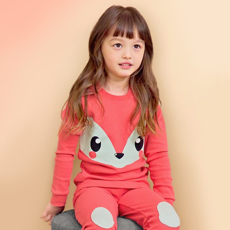 Đồ bộ quần áo dài tay bé gái dáng ôm thun cotton mẫu Sóc năm 2022 rất xinh của hãng Unifriend Hàn Quốc mã UND09