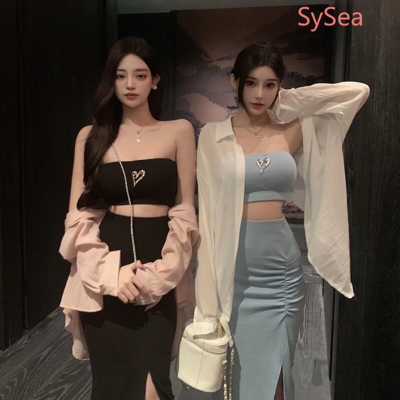 Bộ Áo Ống + Chân Váy Xếp Ly Quyến Rũ Thời Trang Mùa Hè Cho Nữ