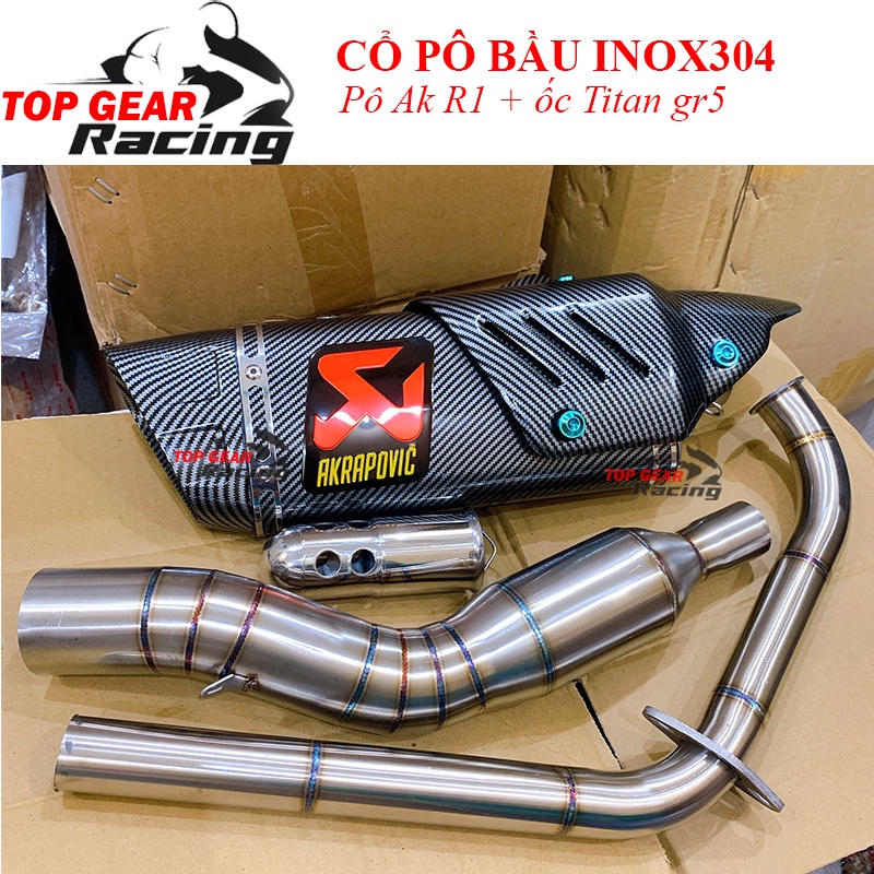 Pô Akrapovic R1 và Cổ Pô Inox 304 hoặc Titan Tặng Tiêu Giảm Thanh hoặc Ốc Titan &lt;TOPGEAR&gt;