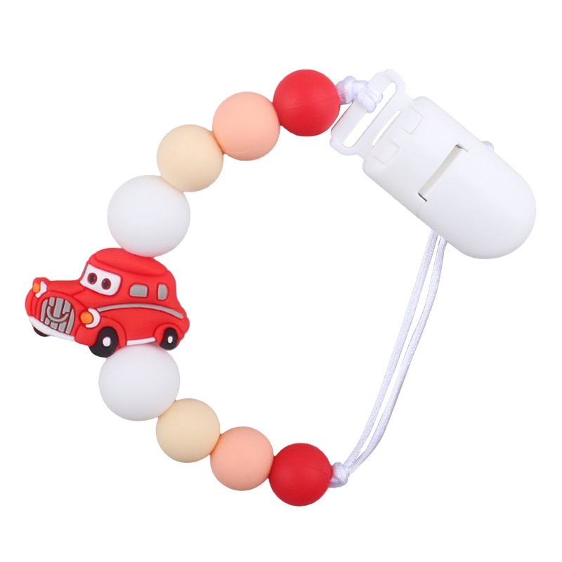 Núm Ti Giả Ngậm Mọc Răng Dạng Chuỗi Hạt Silicon Họa Tiết Hoạt Hình Xe Cứu Hỏa / Xe Cứu