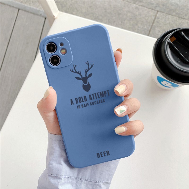 Ốp lưng iphone hình hươu deer dẻo cạnh vuông bảo vệ camera cho ip 7plus/8plus/x/xs/xsmax/11/12/13/promax