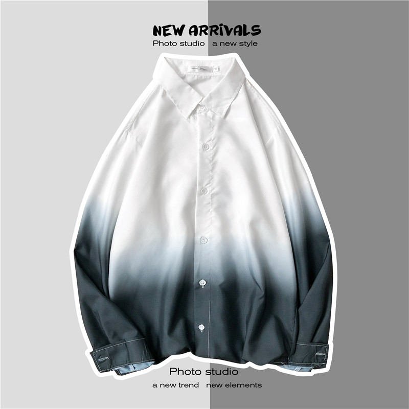 Áo sơ mi tay dài màu gradient cài nút cỡ M-3XL dành cho nam