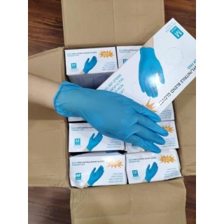 Hộp 100c găng tay xanh không bột siêu dai dùng trong spa, y te