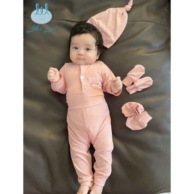 Full bộ sơ sinh len tăm cho bé sơ sinh tặng phụ kiện đi kèm