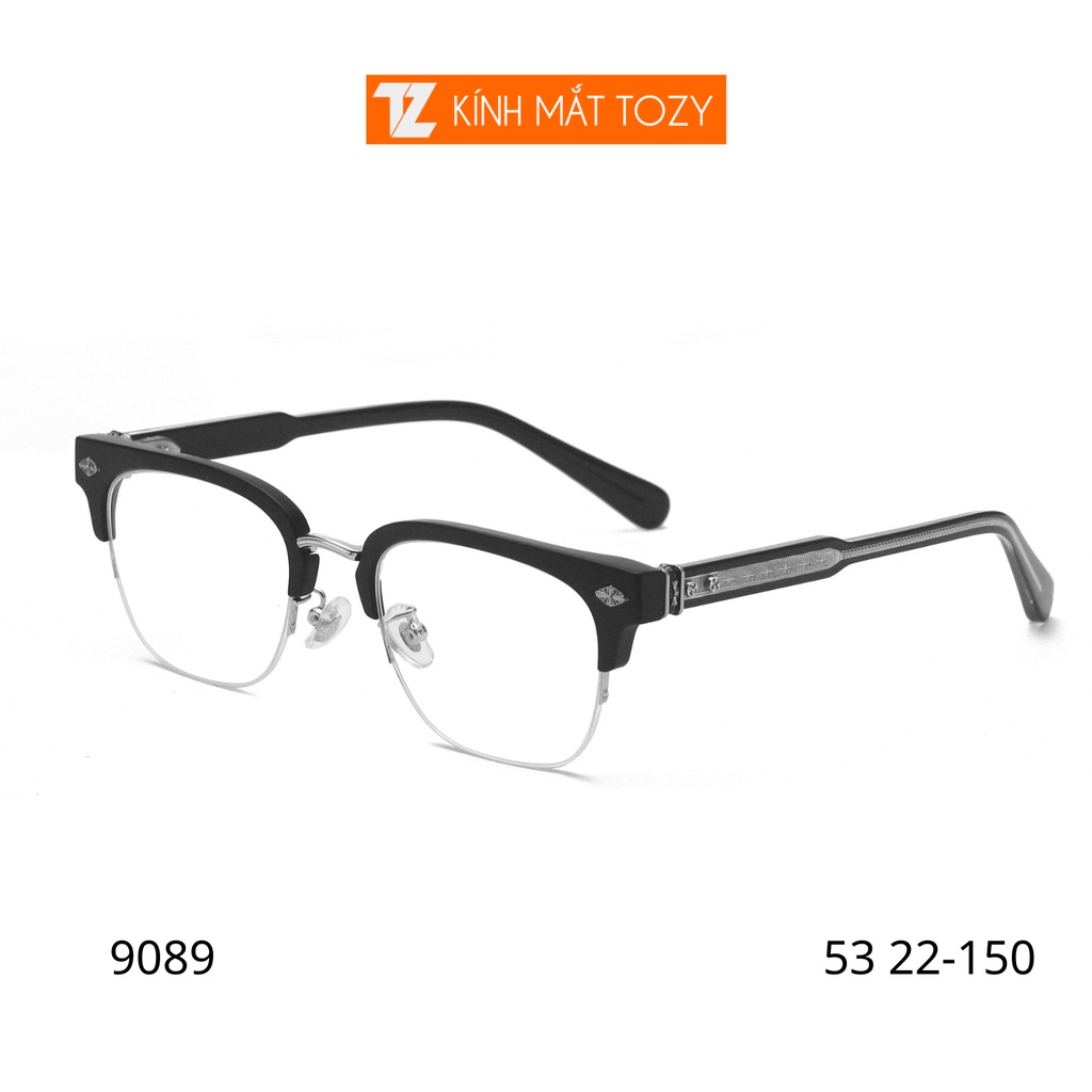 Gọng kính cận, giả cận thời trang nam nữ, dáng clubmaster mắt chống ánh sáng xanh TOZY Eyewear - 9089