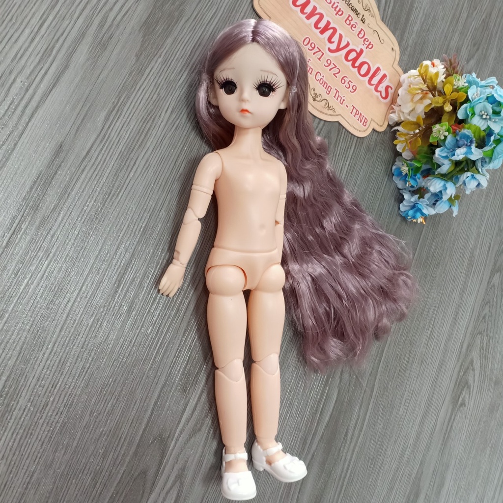 Búp Bê Công Chúa Tóc Mây Dài Cao 30cm Trơn ,Không Kèm Đồ,Tặng Giày#