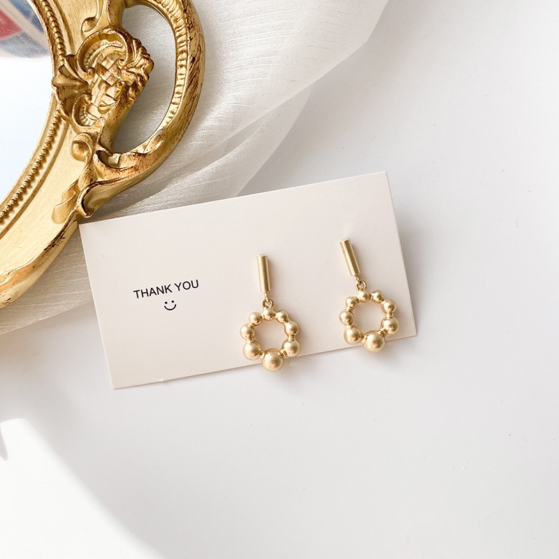 Khuyên tai kẹp không bấm lỗ chốt cố định K036 bằng hợp kim mạ vàng hình tròn dáng midi Leous Accessories