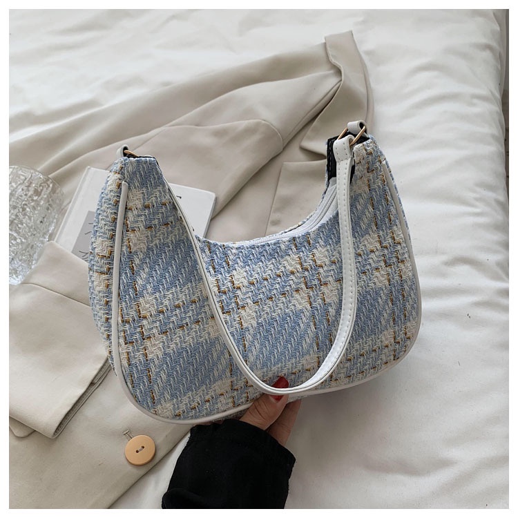 Túi đeo vai họa tiết caro đơn giản kiểu Tây thời trang