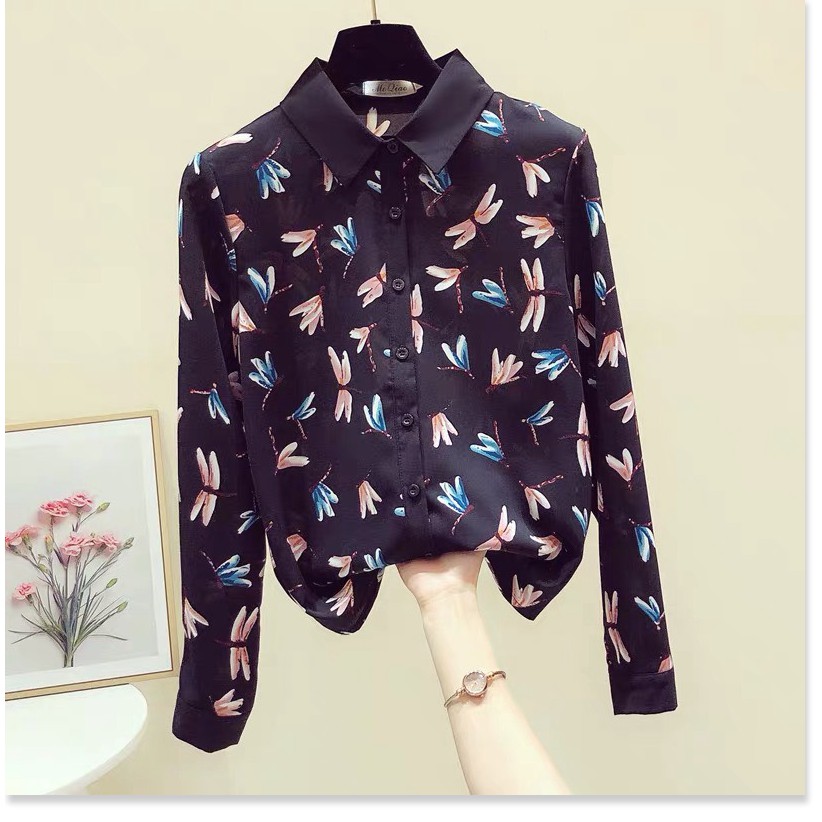 ÁO SƠ MI NỮ HỌA TIẾT CHUỒN CHUỒN ĐẲNG CẤP QUÝ CÔ THỜI TRANG CÔNG SỞ