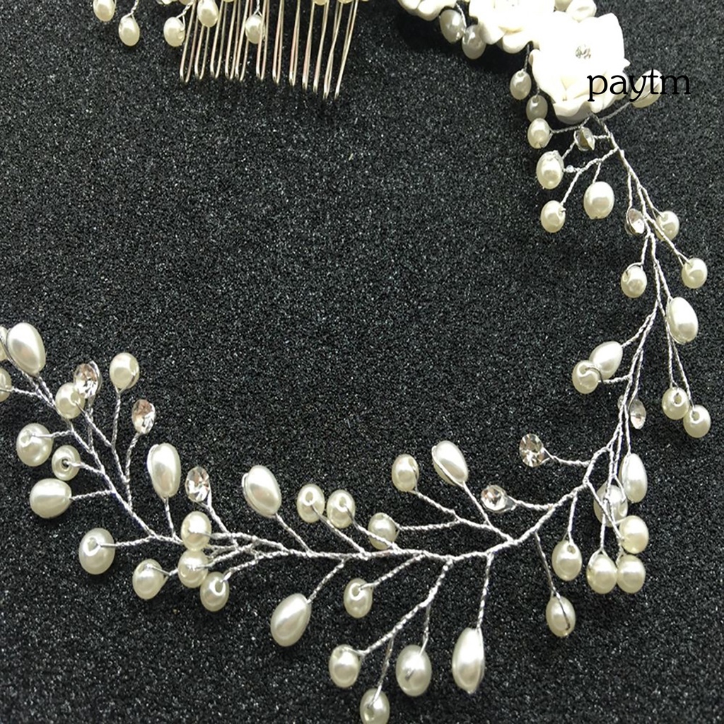 [PMM]❀Kẹp Tóc Hoa Đính Đá Và Ngọc Trai Giả Bằng Hợp Kim Trang Trí Tóc Cô Dâu