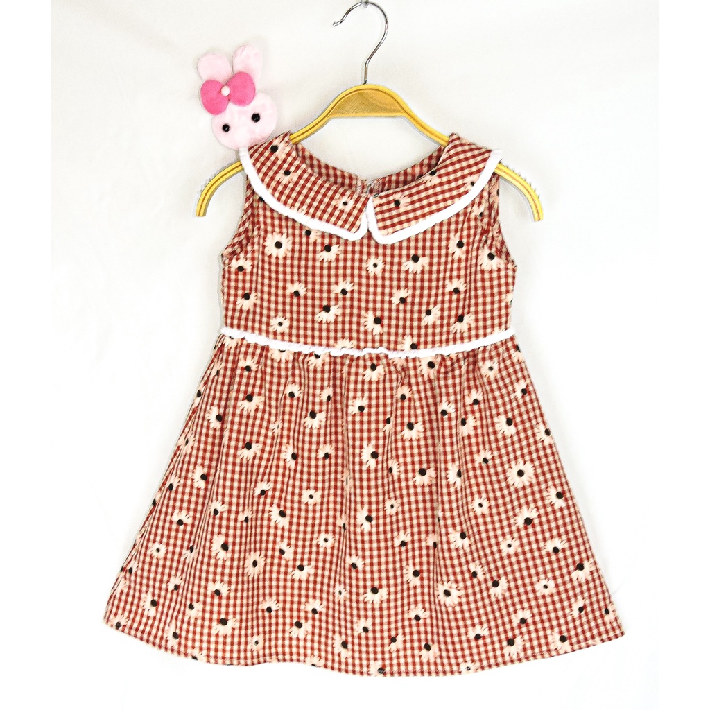 Váy Bé Gái Tamiuy Màu Sắc Lạ Mắt Họa Tiết Kẻ Caro Phối Hoa Cúc Chất Vải Cotton Mềm Mại