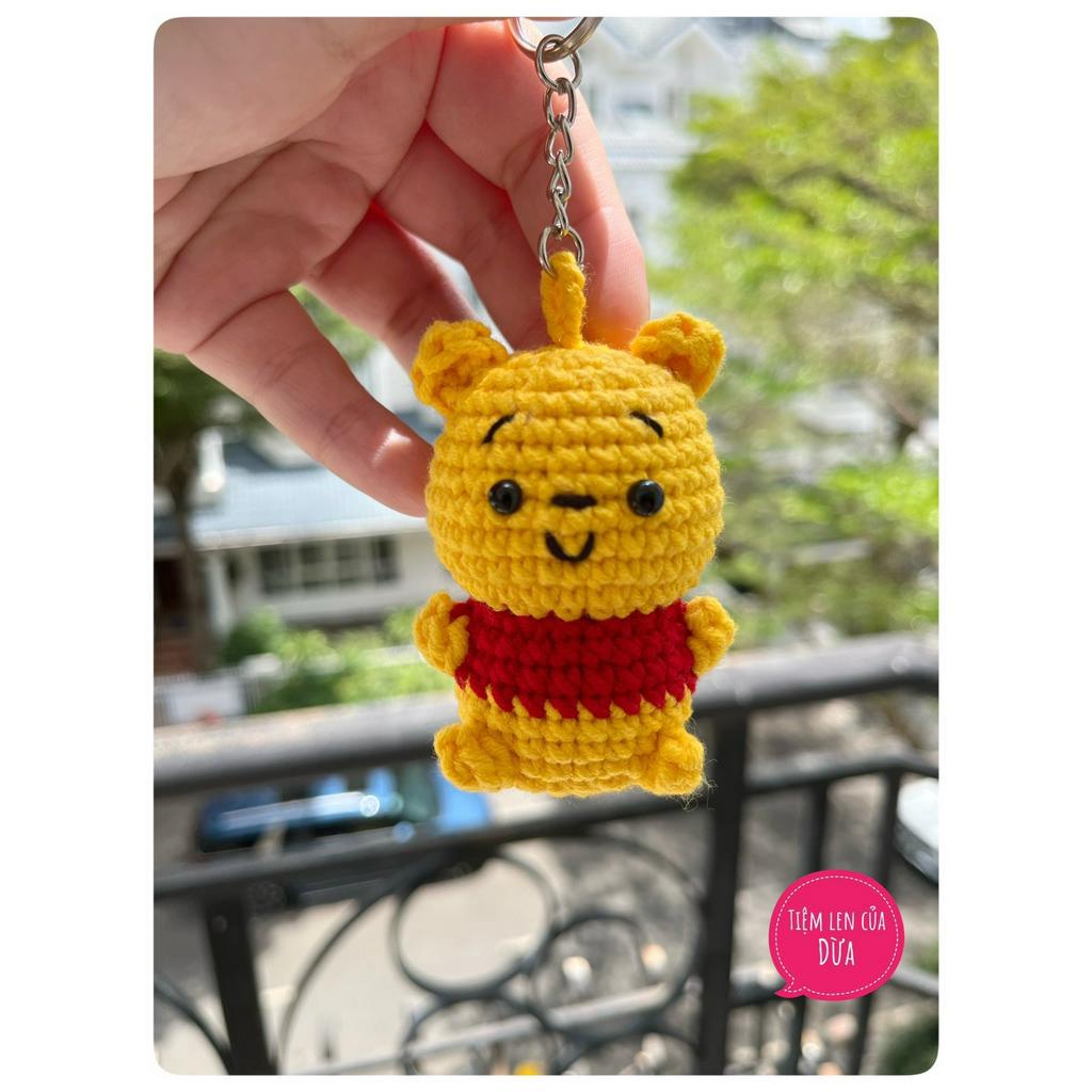 Móc khóa len handmade gấu pooh đáng yêu