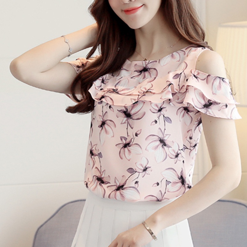 Áo Trễ Vai In Hoa BằNg VảI Chiffon ThờI Trang Cho Nữ
