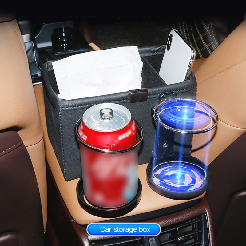 Hộp đựng đồ trên xe hơi SEAMETAL giữ khăn giấy điện thoại có giá giữ cốc nước đa năng tiện lợi