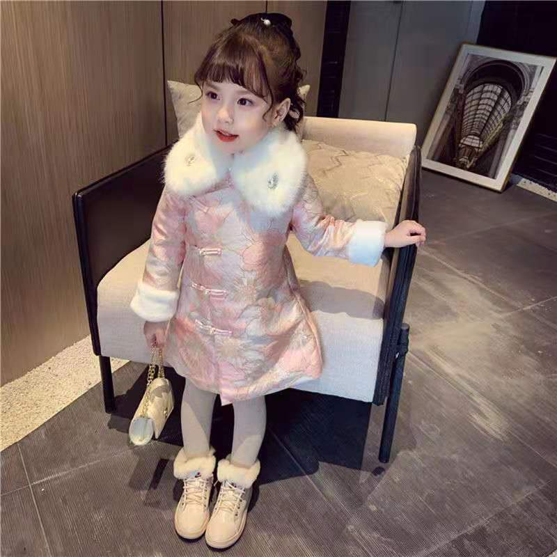 Đầm Sườn Xám Kiểu Công Chúa Dày Dặn Thời Trang Năm Mới Xinh Xắn Cho Bé Gái