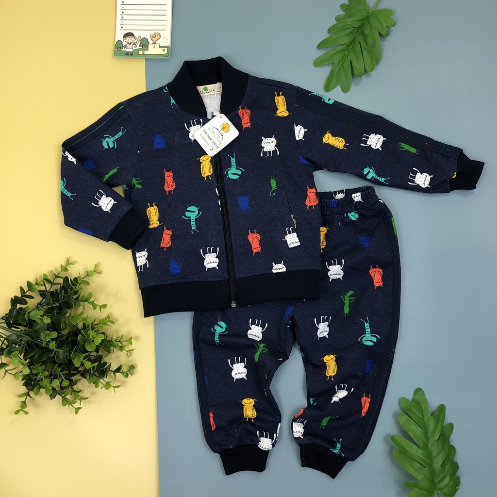 Bộ nỉ da cá thể thao thu đông họa tiết bé gái, bé trai size 6-10T, cho bạn từ 19-30kg. Chất nỉ da cá đẹp, dày dặn