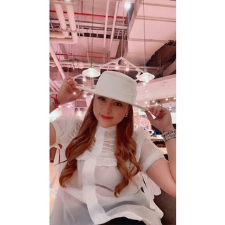 Mũ dạ vành tròn nơ lụa siêu sang chảnh