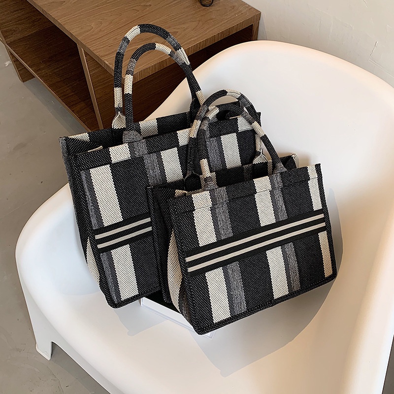Túi Xách JASMIN NOIR Tote Dạng Hộp Bằng Vải Canvas Đơn Giản Thời Trang Cho Nữ