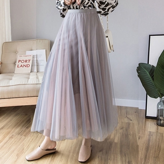 Chân váy lưới ba lớp dáng chữ A dài vừa lớn D139