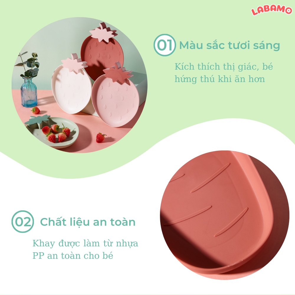 Khay đĩa đựng thức thực phẩm cho bé ăn dặm ngộ nghĩnh đáng yêu hình cà rốt, dâu tây LABAMO