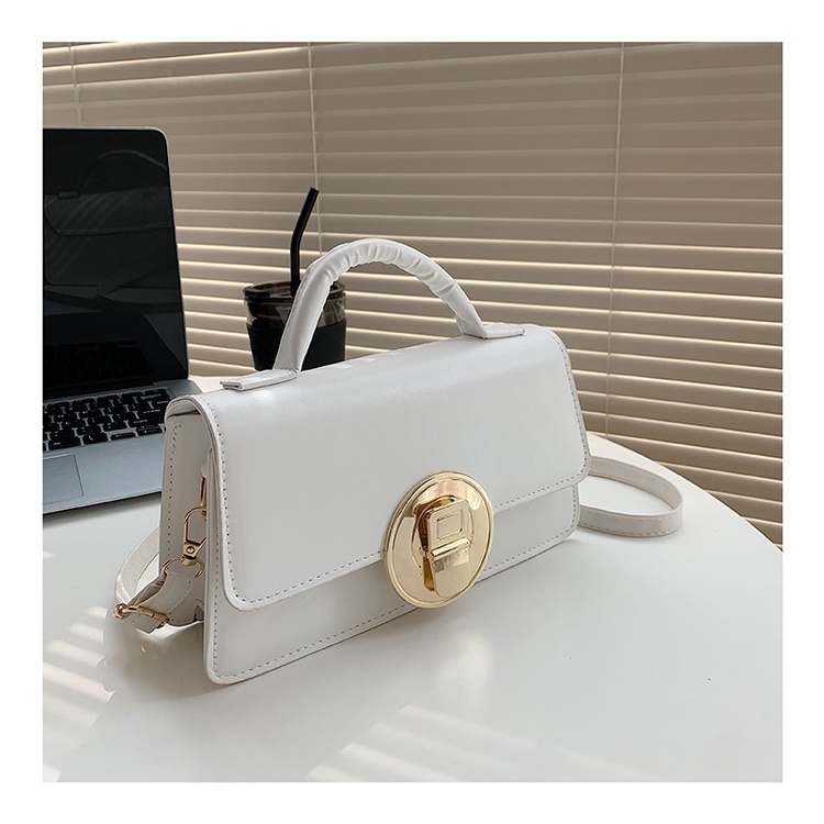 Túi Đeo Vai Hình Vuông Màu Trơn Thiết Kế Khóa Đơn Giản Phong Cách Mùa Hè Hàng Mới 2022 Dành Cho Nữ