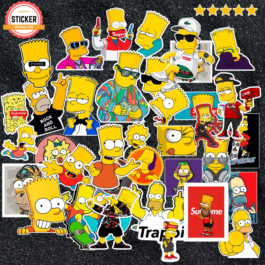 Sticker Simpson chống nước sticker dán nón bảo hiểm, laptop, điện thoại, đàn guitar, mũ bảo hiểm