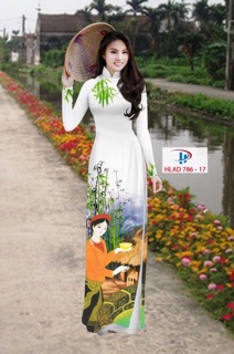 Vải áo dài lụa in 3D bộ hoặc áo