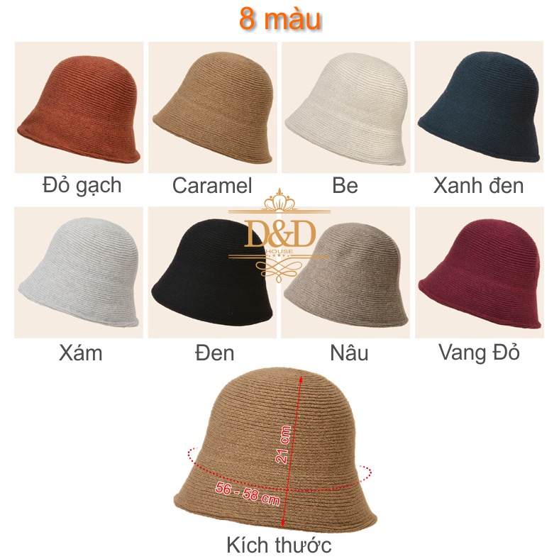 Mũ nón bucket nữ vải len phong cách Nhật Hàn