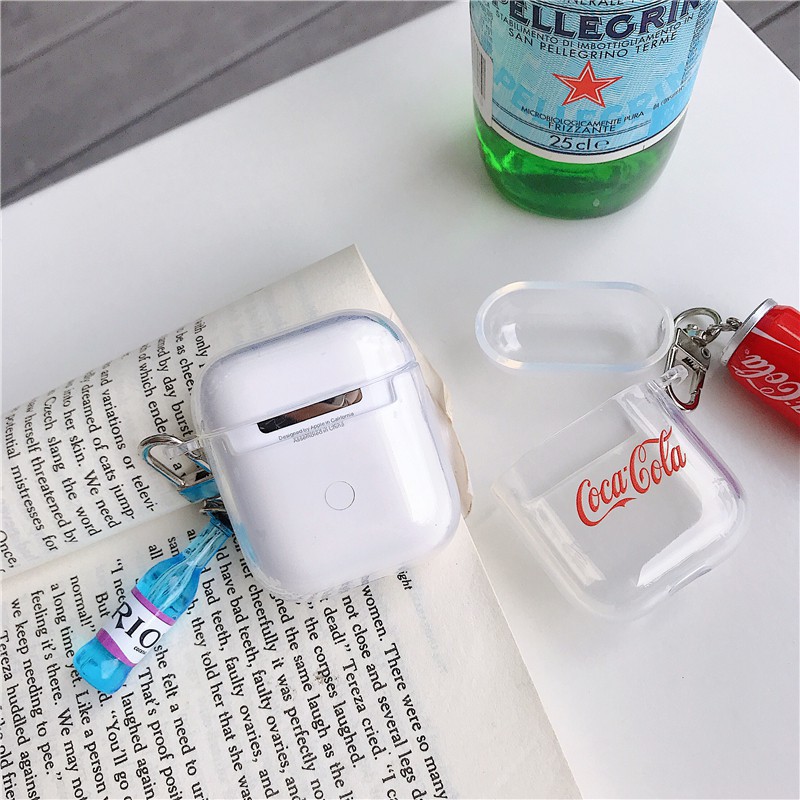 Vỏ bọc trong suốt bảo vệ hộp sạc tai nghe Airpods 2 phong cách logo nước ngọt độc đáo