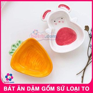 Bát Ăn Dặm Cho Bé Gốm Sứ Hình Thỏ, Hình Cà Rốt Đáng Yêu - BTT00599