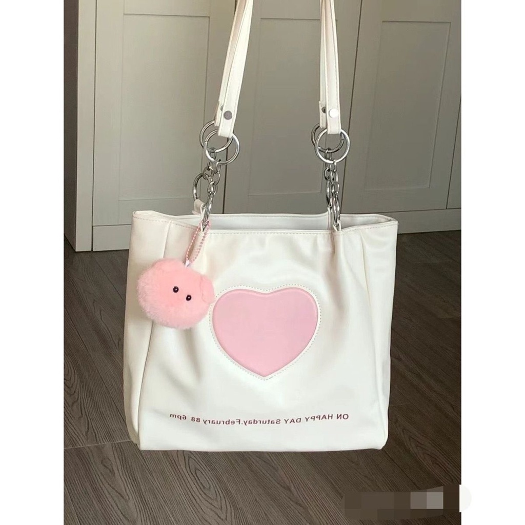 Túi Tote Đeo Vai Sức Chứa Lớn Có Khóa Kéo In Chữ Chất Lượng Cao Cho Nữ