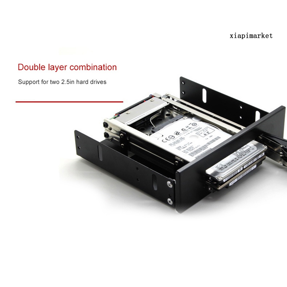 LOP_Internal Dual Bay 2.5inch SATA SSD HDD Hard Drive Enclosure Tray Mobile Rack