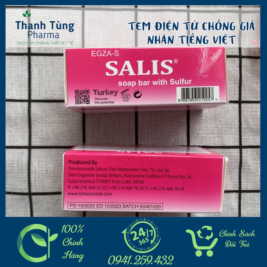 SALIS SOAP BAR ⚜️CHÍNH HÃNG⚜️ Xà Bông Tắm ngừa Mụn, Giảm Thâm, Tẩy da Chết, Làm sạch Giảm nhờn Bánh 80gr | BigBuy360 - bigbuy360.vn