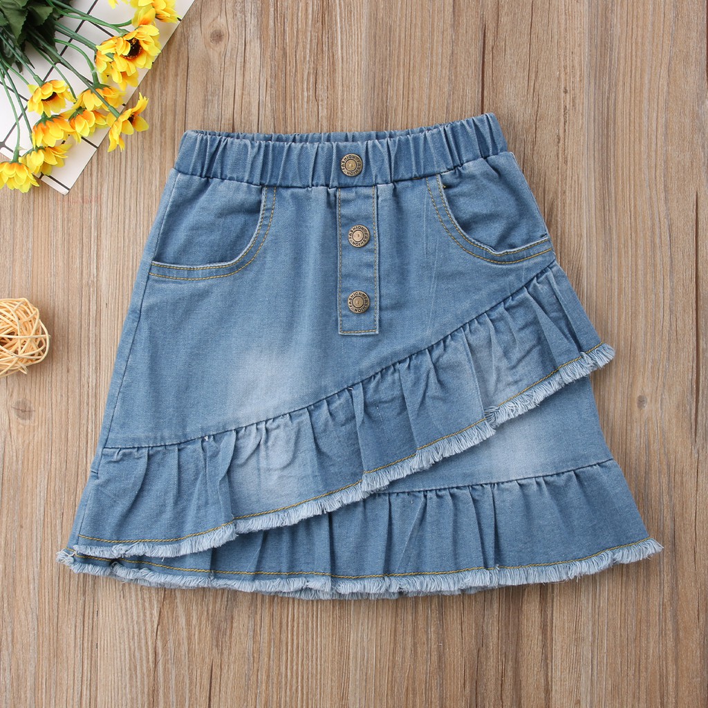 Chân váy denim màu xanh dương cho bé gái