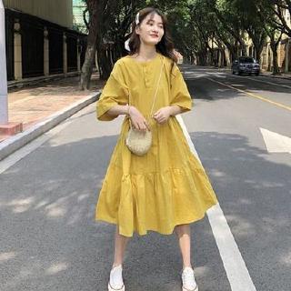 [Spot]▲Giá Bán Sỉ ▲Váy Hàn Quốc Chính Hãng!Đầm Chữ a Dáng Rộng Dài Qua Gối Phong Cách Hàn Quốc Thời Trang Mùa Hè Mới Cho Nữ