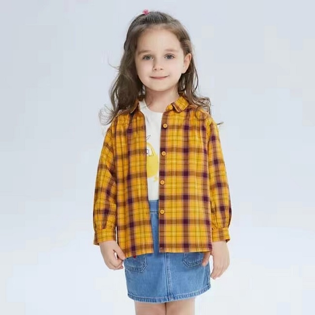 (3-7 tuổi) Áo sơ mi dài tay bé gái hoạ tiết kẻ caro hãng BALABALA 21023200202