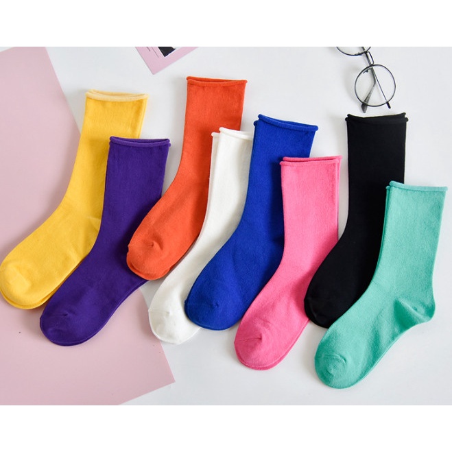 Vớ Tất cotton cổ nhún đủ màu phong cách Hàn Quốc, trẻ trung, năng động.