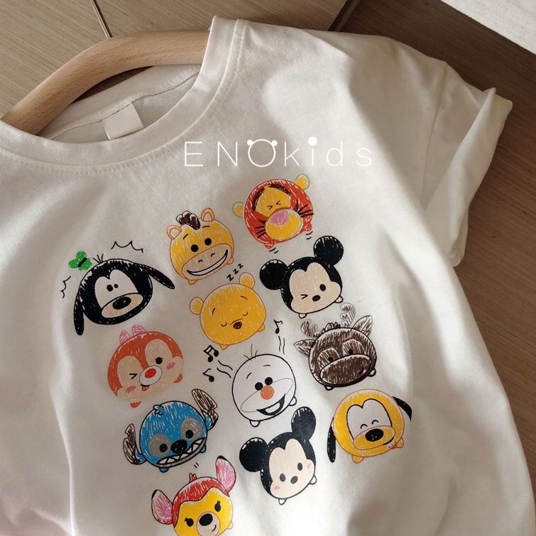 Áo Thun Cotton Sáp Mềm Ngắn Tay Dáng Rộng In Hình Hoạt Hình Kiểu Nhật Hàn Thời Trang Mùa Hè 22 Cho Bé Trai / Gái
