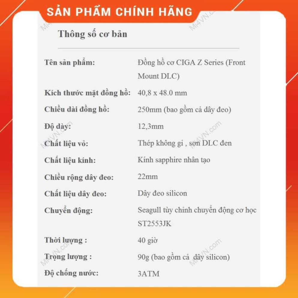 [BẢO HÀNH 6 THÁNG) Đồng hồ Nam Xiaomi CIGA Z DLC -  Tráng kim cương DLC