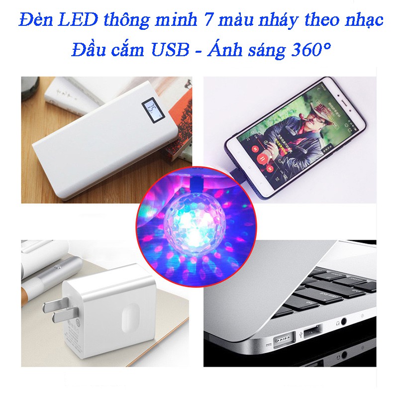 Bóng đèn Led vũ trường 7 màu, cổng usb cảm ứng nháy theo nhạc, ánh sáng 360 độ | BigBuy360 - bigbuy360.vn