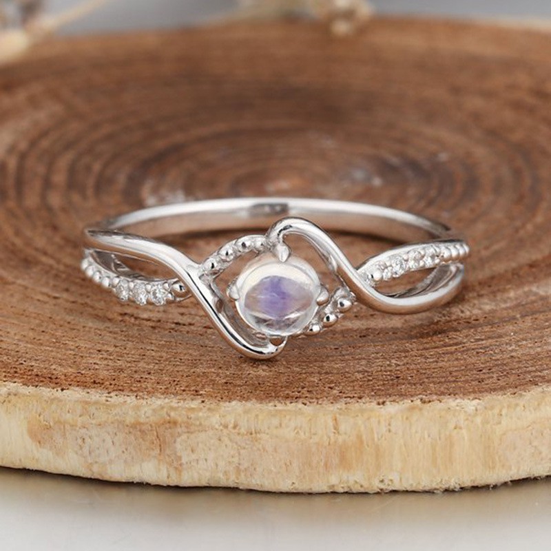 Simple Artificial Moonstone Diamond Small Ring Women's Fashion Ring
