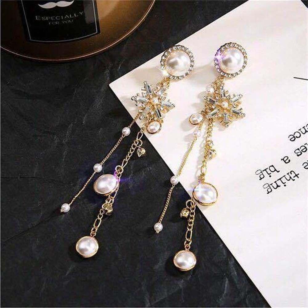 EXPEN Bông Tai Hình Hoa Tuyết Đính Ngọc Trai Thời Trang Cho Nữ