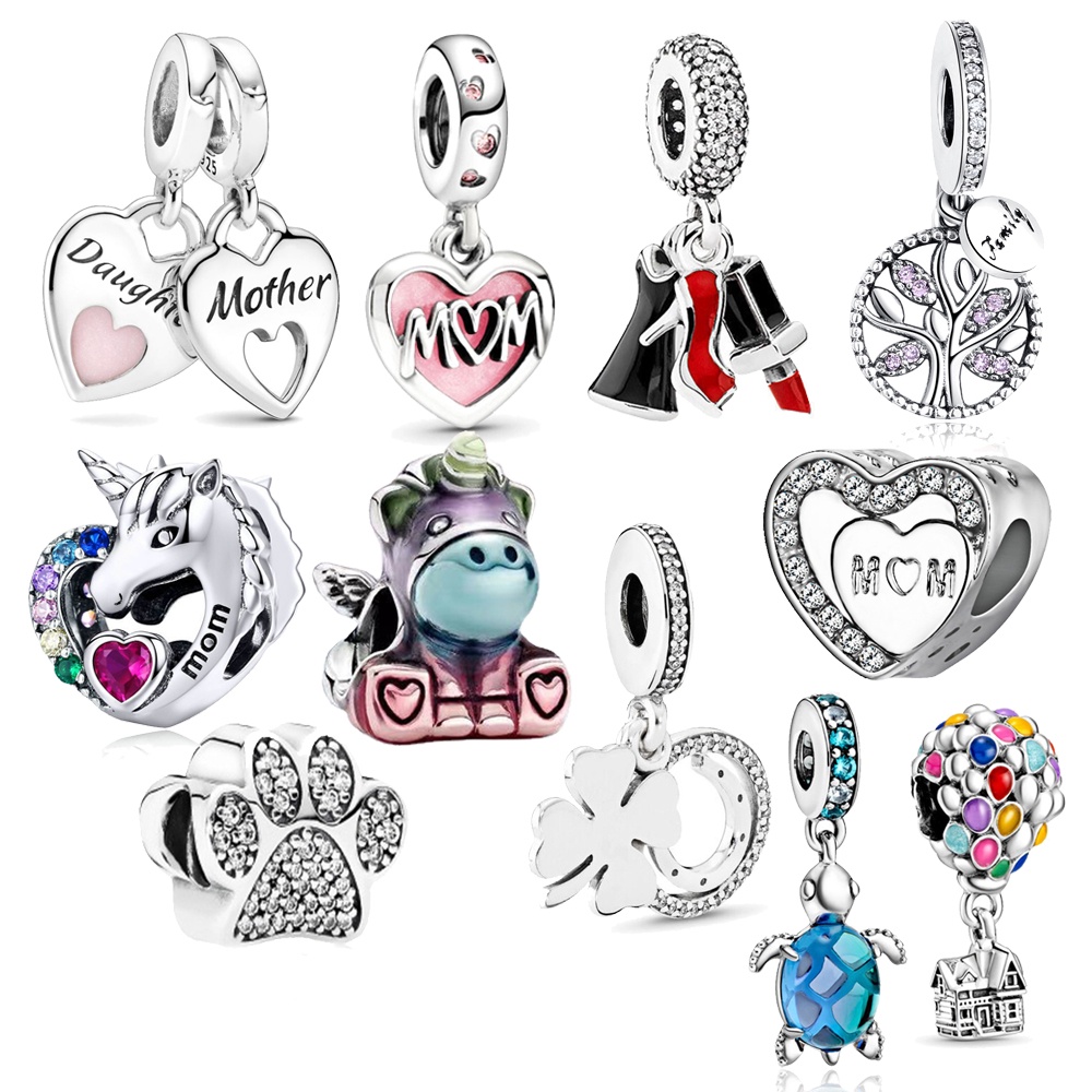 Hạt Charm Mạ Bạc 925 Hình Trái Tim