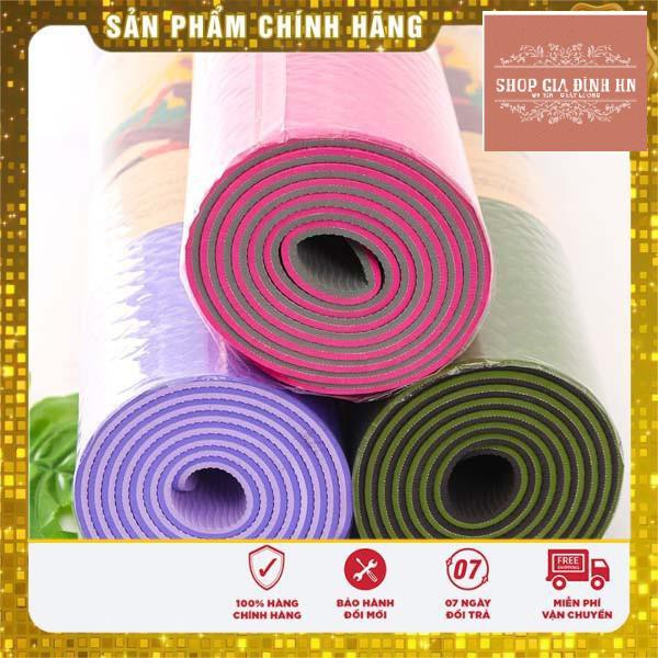 [Hàng Mới] THẢM YOGA 2 MẶT CAO CẤP THẢM TẬP YOGA TPE 2 LỚP 6MM CAO SU NON CÓ TÚI ĐỰNG THỜI TRANG