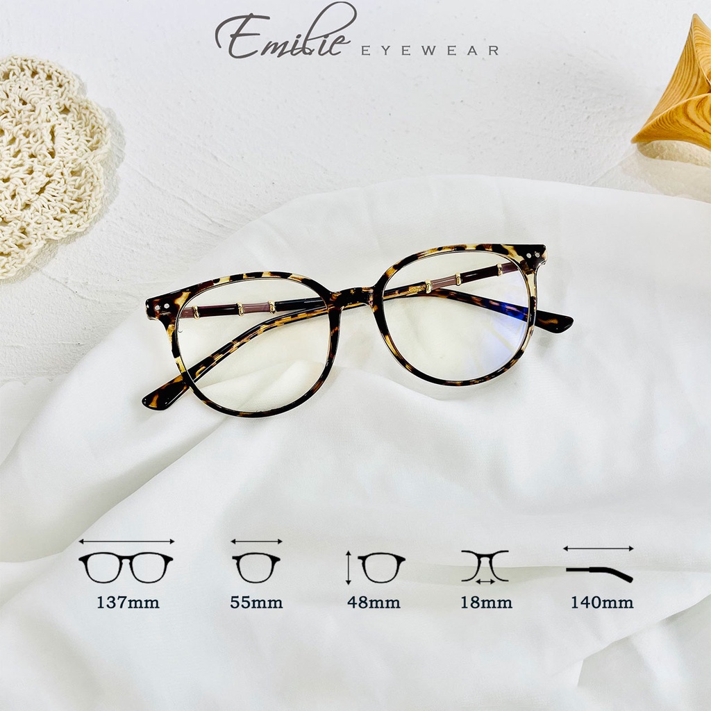Gọng kính nhựa dẻo cao cấp nữ tròn bầu chắc chắn nhiều màu Emilie eyewear phụ kiện thời trang 8871