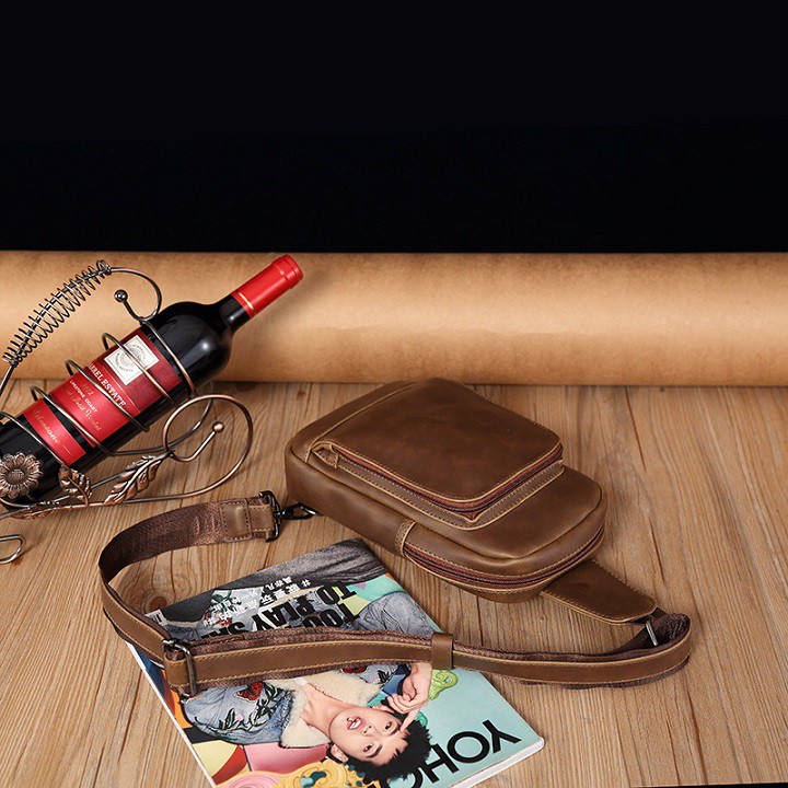 Túi Nam Đeo Chéo Bao Tử Da Bò Sáp BT02 Phong Cách Thời Trang