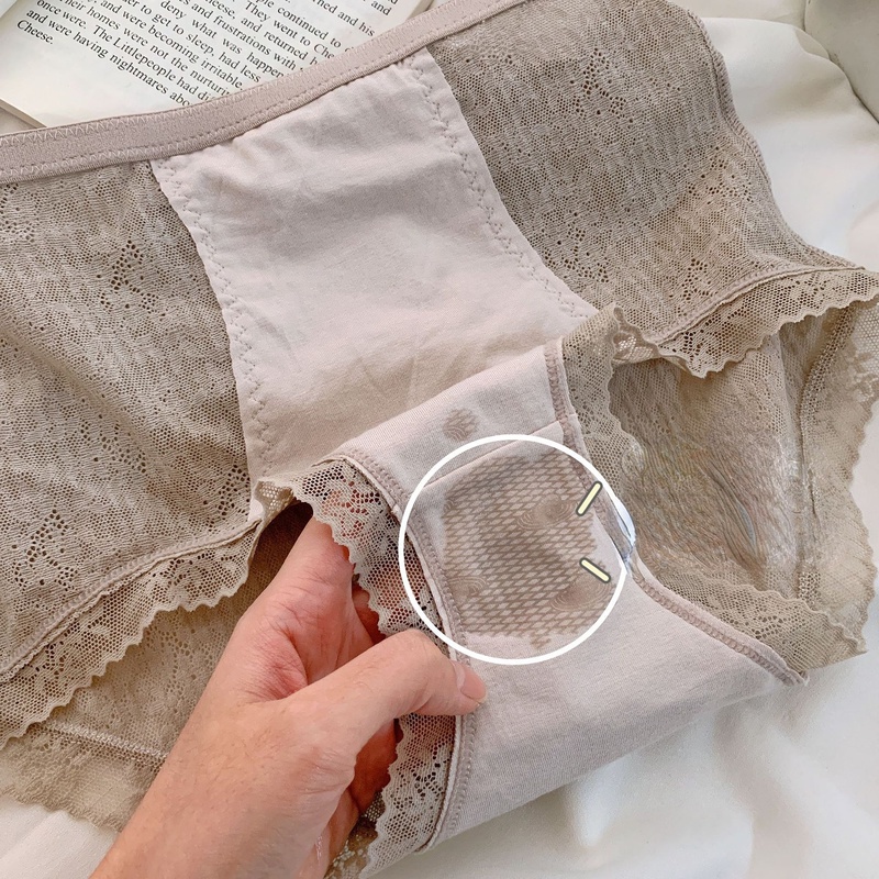 Quần Lót Không Đường May Lưng Cao Viền Ren Thoáng Khí Thoải Mái Cho Nữ