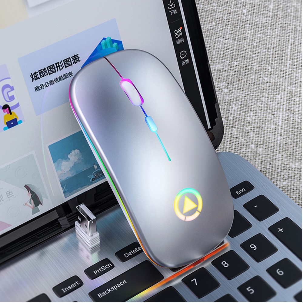 Exclusive® A2 Wireless Mouse Silent LED Backlit Mouse USB Optical Ergonomic Gaming Mouse PC Computer Mouse For Laptop PC