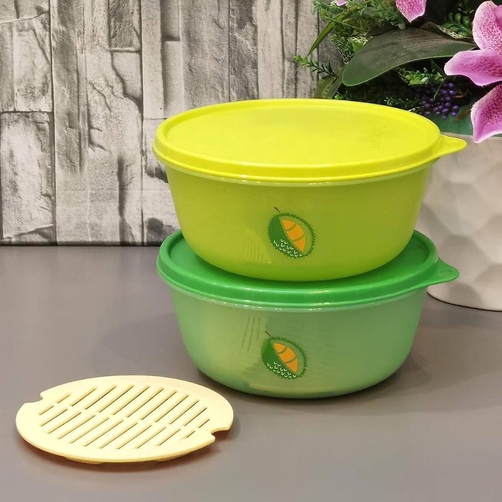 Bát tròn đựng hoa quả sầu riêng, mít chuyên dụng Tupperware - Kín mùi, kín khí, có thể đựng canh, nước dùng, rau sống...